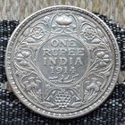 Британская Индия 1 рупия 1914 года. Король Георг V. I Мировая война. Серебро. Сторгуй за свою цену, предложи обмен! S90