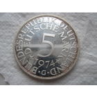 Германия ФРГ 5 марок 1974 г  G  Карлсруэ  СУПЕР СОСТОЯНИЕ  PROOF