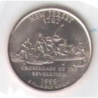 25 центов 1999 г. Нью-Джерси 1787 год серия Штаты и Территории Двор Р (заводская упаковка) _UNC