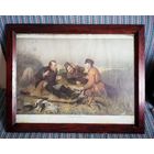 Репродукция на бумаге картины "Охотники на привале", СССР