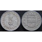 YS: Германия, Crefeld, 5 пфеннигов, нотгельд города Крефельд, цинк, Funck# 84.1A