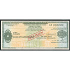 Дорожный чек 1000 рупий Образец Bank of India Индия