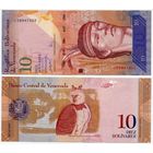Венесуэла. 10 боливаров (образца 2007 года, P90a2, 4 полоски для слепых, UNC)