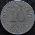 YS: Германия, 10 пфеннигов 1920, цинк, KM# 26 (2)