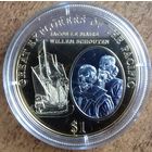 Фиджи 1 доллар, 2009 год. Великие исследователи Тихого океана. Якоб Лемер и Виллем Схаутен Мн/Золото Proof