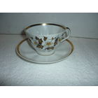 Чайная Пара Костяной Фарфор Рига СССР Ручная роспись Рельефный рисунок