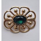 Брошь леденец. Изумрудный кристалл 70е СССР Клеймо