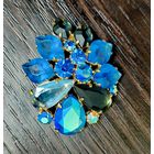 Брошь винтажная в комплекте с винтажной подвеской   , Чешское стекло .