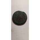 Перечекан с 10 коп Барабаны Петра 2. Хорошая детализация. 5 копеек  1763 м м.