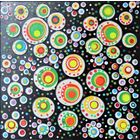 Декоративное панно  "Цветочно денежная ЭЙФОРИЯ" из серии картин "Яркие деньги" ДВП/подрамник/акрил/монеты мира, без рамы, размер 52*52