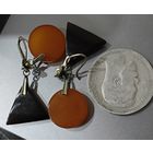 Крупные янтарные серьги. Вишня с медом. Клеймо - Калининград. СССР. 1970-ые. Сохран