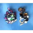 Броши-Ретро-Чехословакия-цветное чешское стекло-в работу.