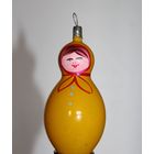 Новогодняя елочная игрушка, из СССР "Девочка", тонкое стекло.