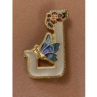 Брошь Буква J Ж Клуазоне эмаль Fish Англия 60-е