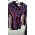 Туника - платье чёрно - красное p-p 44-48, рост 160 - 165