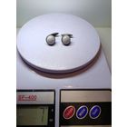 С рубля без мц. запонки круглые с белыми вставками 7гр. КК4 "вГоловаНаправо875"пр.