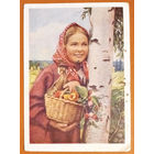 Хорунжий В. Девушка с лукошком. 1958 г. Подписана.