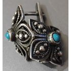 Серебряные серьги 925пр. 3.5гр. Советского образца. С бирюзой.