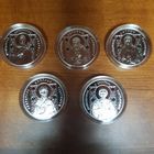 509. Православные святые 5*20 рублей комплект, 2013 г. Преподобные Ефросиния Полоцкая, Серафим Саровский, Сергий Радонежский, Святитель Николай Чудотворец, Великомученик и целитель Пантелеймон