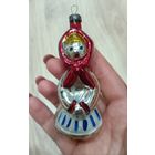 Елочные игрушки, стекло, бабка, девочка в платке