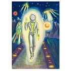 Открытка. 12 Апреля. С днем космонавтики. Фантастика. НЛО. Космос. Космонавт. (чистая)