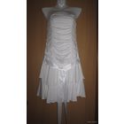 Белоснежное нарядное платье-бандо, р.44. Хлопок.