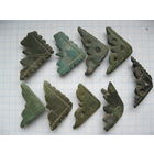 Накладки на кожу, ткань, (калиту). 9 шт. Бронза, литье.