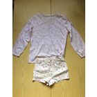 Блуза парэо для отдыха для пляжа 44-46 легкий хлопок Белая в бледно розовые цветочки