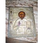 Старинная икона Николая  чудотворца с предстоящими святыми.19 в.