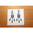 Серьги с подвесками, времён СССР, длина с ушком 7 см.