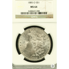 США. 1 доллар 1885 О. Доллар Моргана. NGC MS 64.
