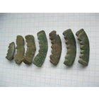 Накладки на кожу, ткань, (калиту). 6 шт. Бронза, литье.