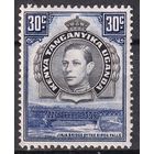 232.BrK. Великобритания. Колонии. Кения, Уганда и Танганьика. Местные мотивы. Георг VI. 1942 г. 30c. Mi.#62D.