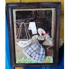 Объёмная апликация крупная. "Молодая мама с колыбелью". 70-80гг прошлого века.