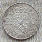 Нидерланды 2 1/2 гульдена 1959 года, AU. Королева Юлиана. Серебро. Сторгуй за свою цену, предложи обмен!