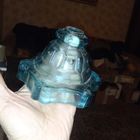 Основание старинной керосиновой лампы, купоросное стекло