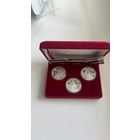 Набор 60 Лет победы! РЕДКОСТЬ С РУБЛЯ!!! 3 Монеты Серебро ФУТЛЯР!