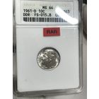 Дайм 1961 в старом слабе ANACS MS 64 , серебро , крайне заниженная оценка , монета огнище , не единой царапки . с рубля !!