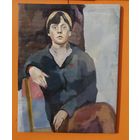 Картина "Комсомолка с маникюром"  СССР, соцреализм. Холст на подрамнике, масло.