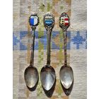 ЕВРОПЕЙСКИЕ ГОРОДА СЕРЕБРО 800 ЭМАЛЬ ГЕРБ ПОДБОРКА ИЗ 3 КОФЕЙНЫХ ЛОЖЕК ВЕС 25,5 ГРАММА СЕРЕБРА