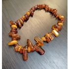 Бусы винтажные из натурального янтаря разного размера на леске 22 см .