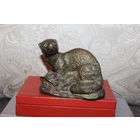 Тяжёлая, латунная фигурка "Хорёк", "Куница", высота 9.5 см.