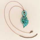 Дракон с натуральным амазонитом. Подвеска, ручная работа