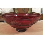 Ваза для фруктов (салатница) Рубиновые грани, красное стекло. СССР