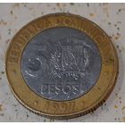 Доминикана 5 песо, 1997 (50 лет Центробанку) (14-6-9)