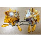 Советская комбинированная брошь под янтарь. Кленовый лист