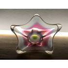 Ваза для фруктов цветное стекло Чехия винтаж 34см