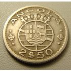 Ангола. "Португальская" 2,5 эскудо 1956 год  КМ#77  Тираж: 9.991.650 шт