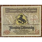 Нотгельд 50 пфеннигов 1921 год. Штутгарт. Веймарская республика