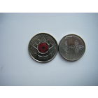 Канада 25 центов 2004г. Цветная. День памяти (день маков). 90 лет начало 1-й Мировой войны.